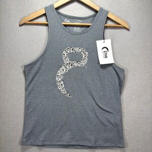 Zyia Active Boys Kettlebell Graphic Striped Tank Top Grey Youth Size 8-9 NWT